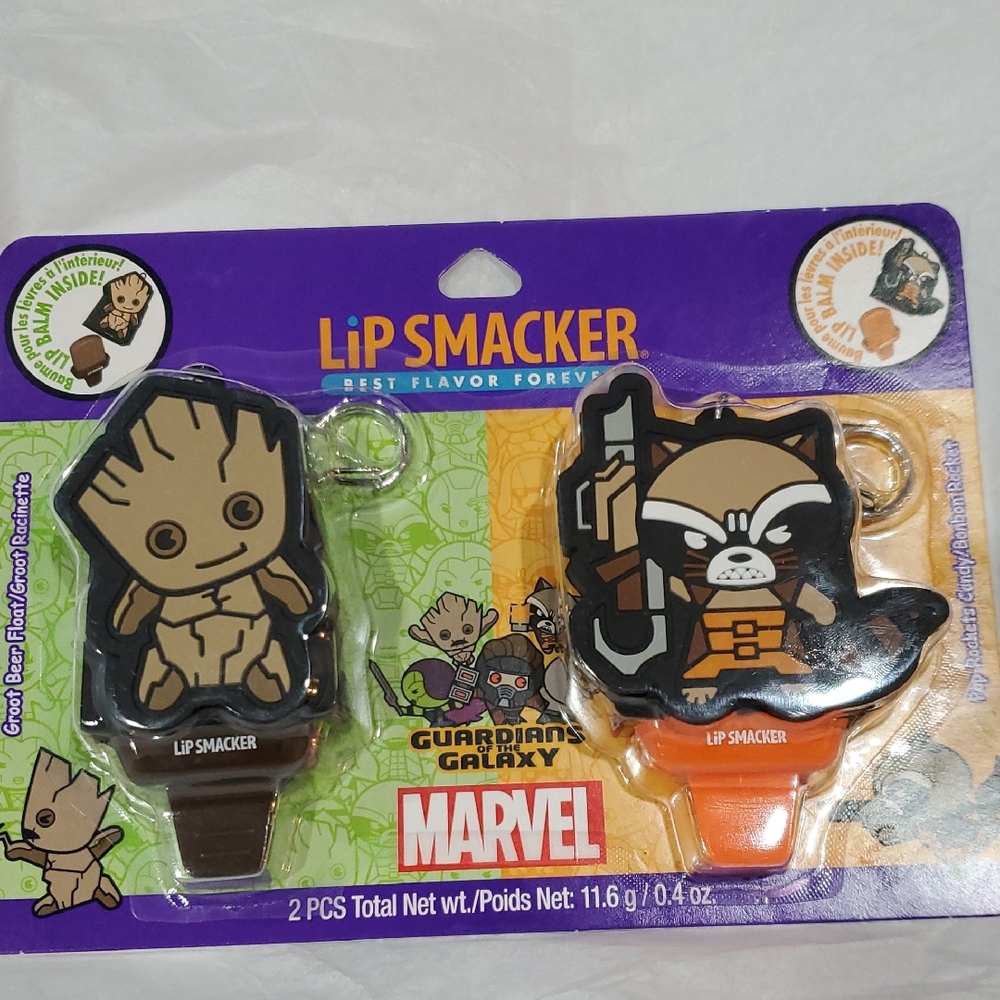 Marvel Guardians of the galaxy 2pack lip smacker lip balm key chain holder new